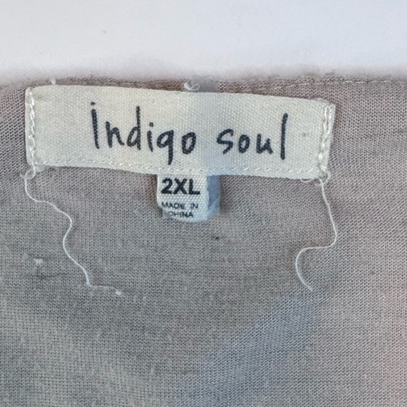 Indigo Soul Beige Sheer Knit Lace Hem Tunic Top | 2XL - Picture 13 of 14